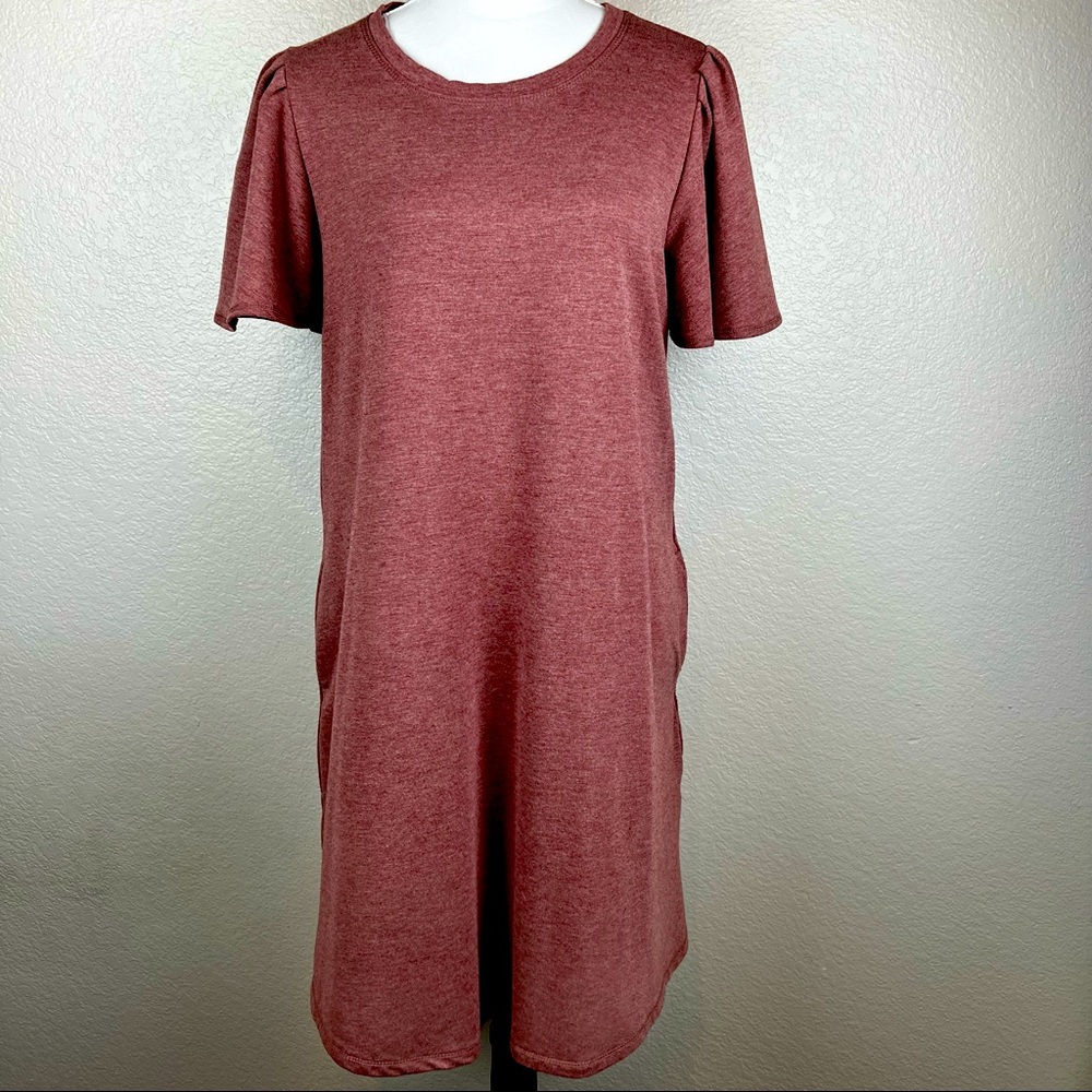 Mind Over Matter Mauve Pink Pocket Jersey Dress Large